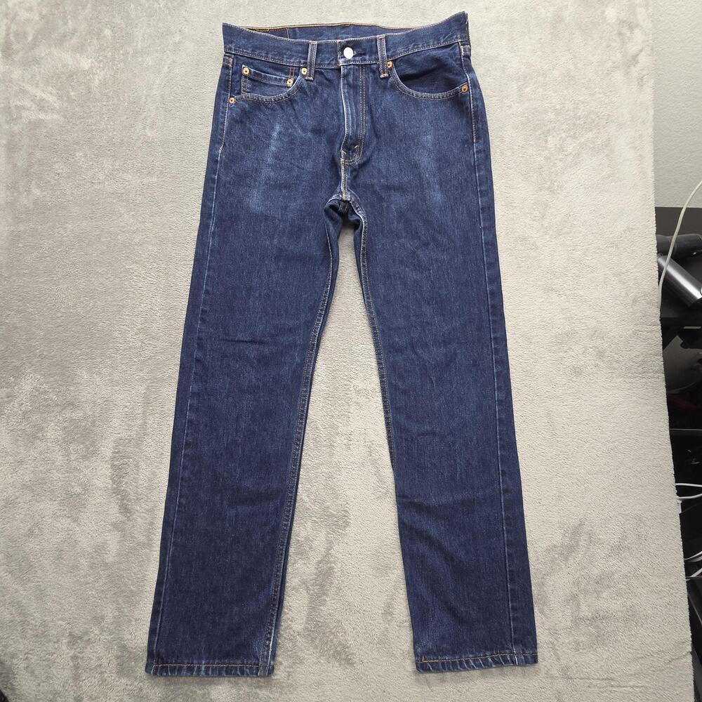 Levis 505 Jeans Mens Measured 33x31 Blue Straight Dark Wash Zip Fly Classic Fit